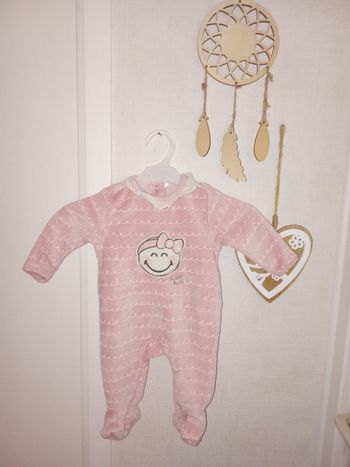 Pyjama bébé fille  velour, hiver numéro 2 en 1 mois rose pâle