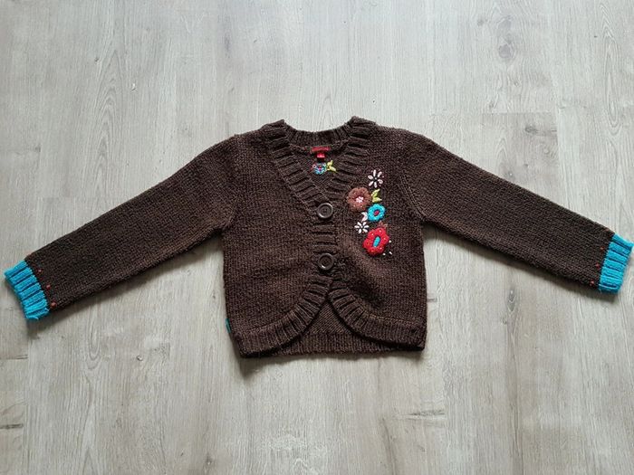 Gilet catimini # bien chaud # 4 ans # turquoise et brun fleur # hiver# bouton