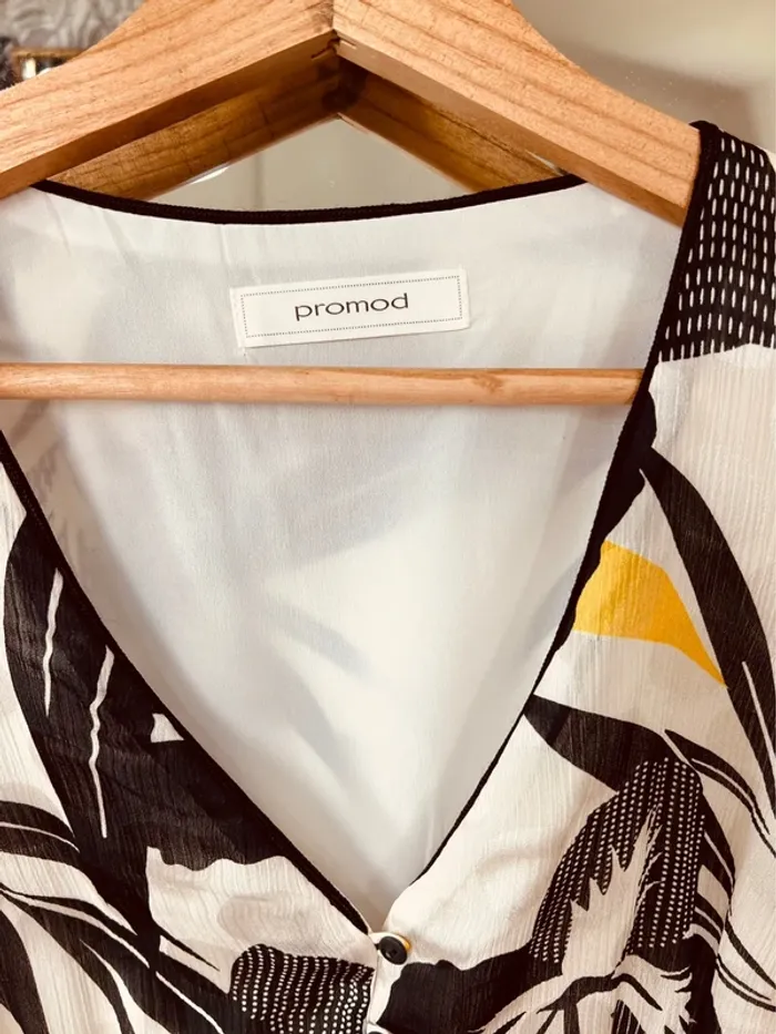 Taille M ~ 38 robe d’été fluide femme Promod ivoire noir et corail 🌺 - photo numéro 7