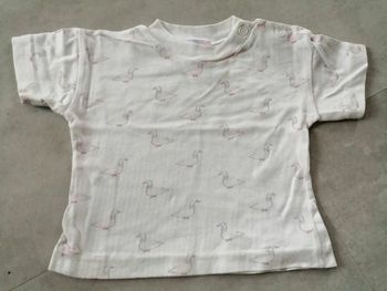 T shirt 3 mois blanc et rose Jacadi