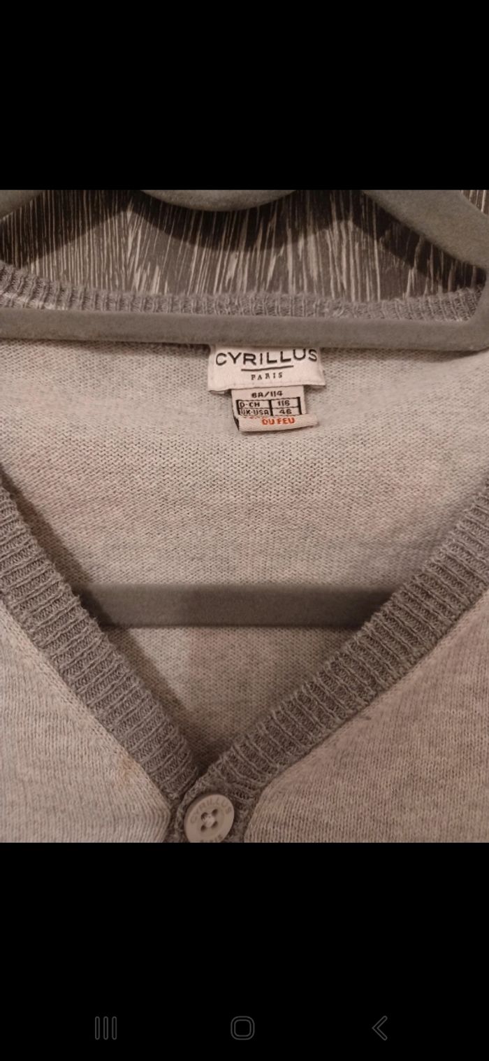 Gilet / Cardigan Cyrillus Paris mailles fines gris - photo numéro 7