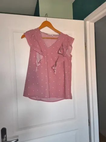 Blouse rose à pois