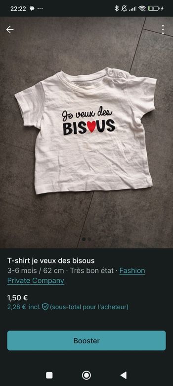 T-shirt je veux des bisous 
