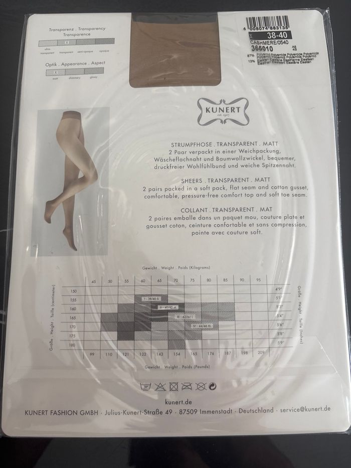 Lot de 2 collants Kunert “The Birthday Edition” Cashmere – Taille 38-40 - photo numéro 2