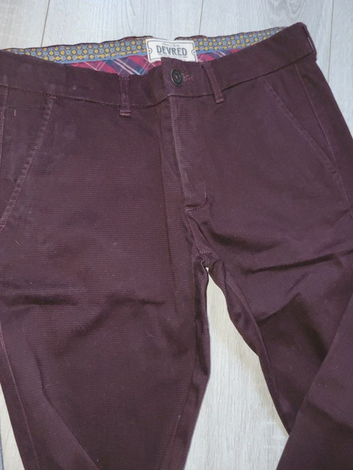 Pantalon bordeaux à petits carreaux - photo numéro 3