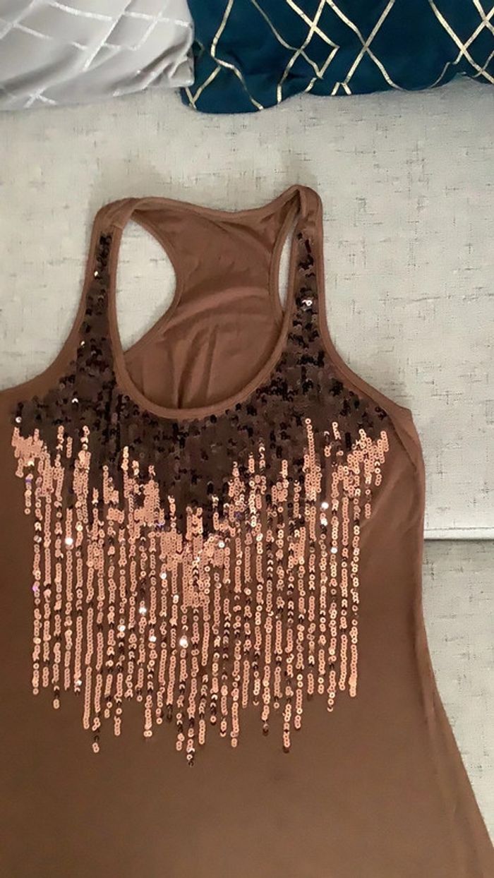 Haut marron à strass - photo numéro 2