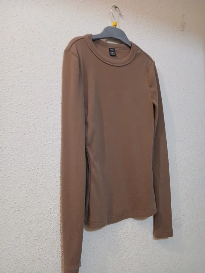 Haut a manches longues chauf marron" shein" taille xs - photo numéro 2