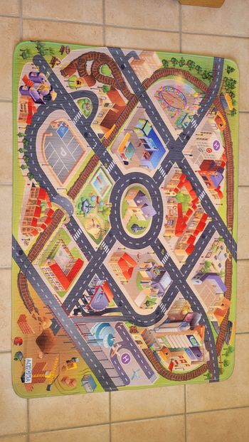Grand tapis de jeu Achoka doux et anti-dérapant environ 100x150cm motif ville