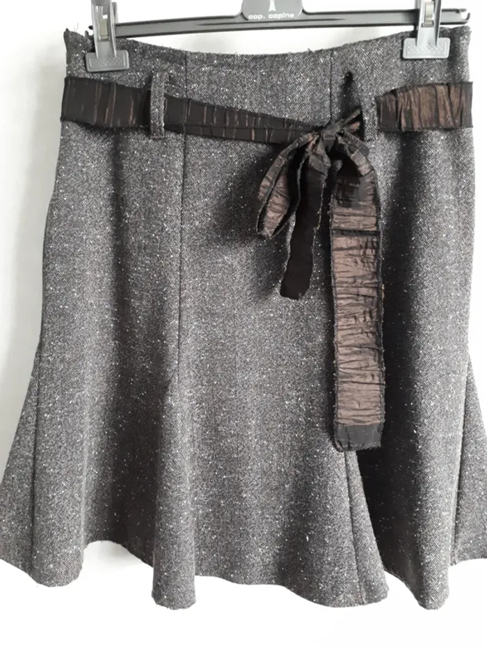 Jupe évasée tweed marron - photo numéro 2