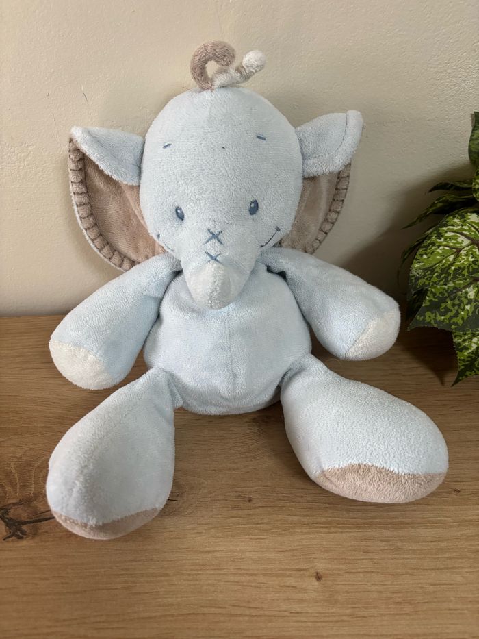 Doudou éléphant bleu beige les rigolos nattou - photo numéro 2
