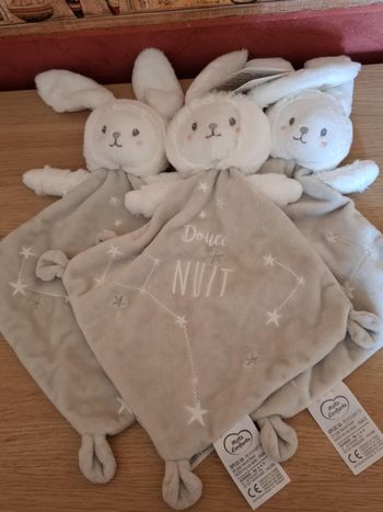 3 doudous beige "mots d'enfants"