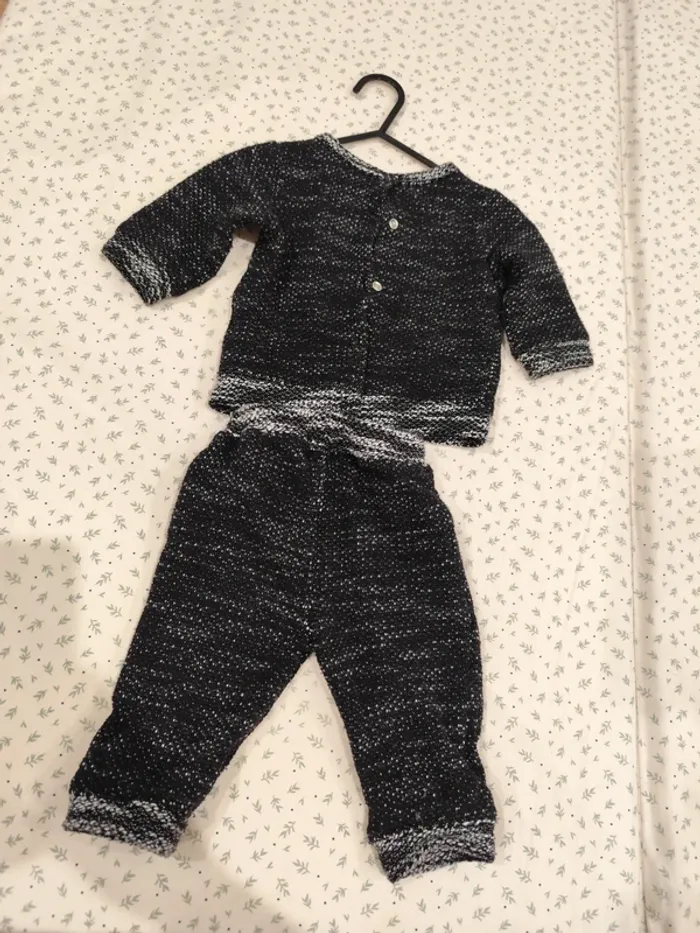 Ensemble jogging chiné noir et blanc 6 mois - photo numéro 5
