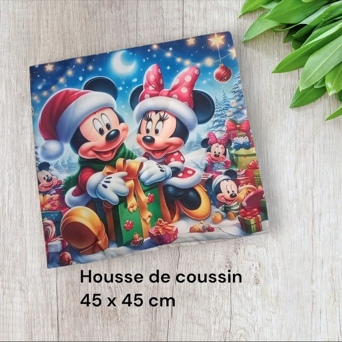 Housse de coussin Minnie et Mickey mouse Disney noël