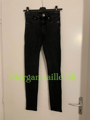 Pantalon jean extensible noir taille haute coupe skinny confortable Morgan taille 36