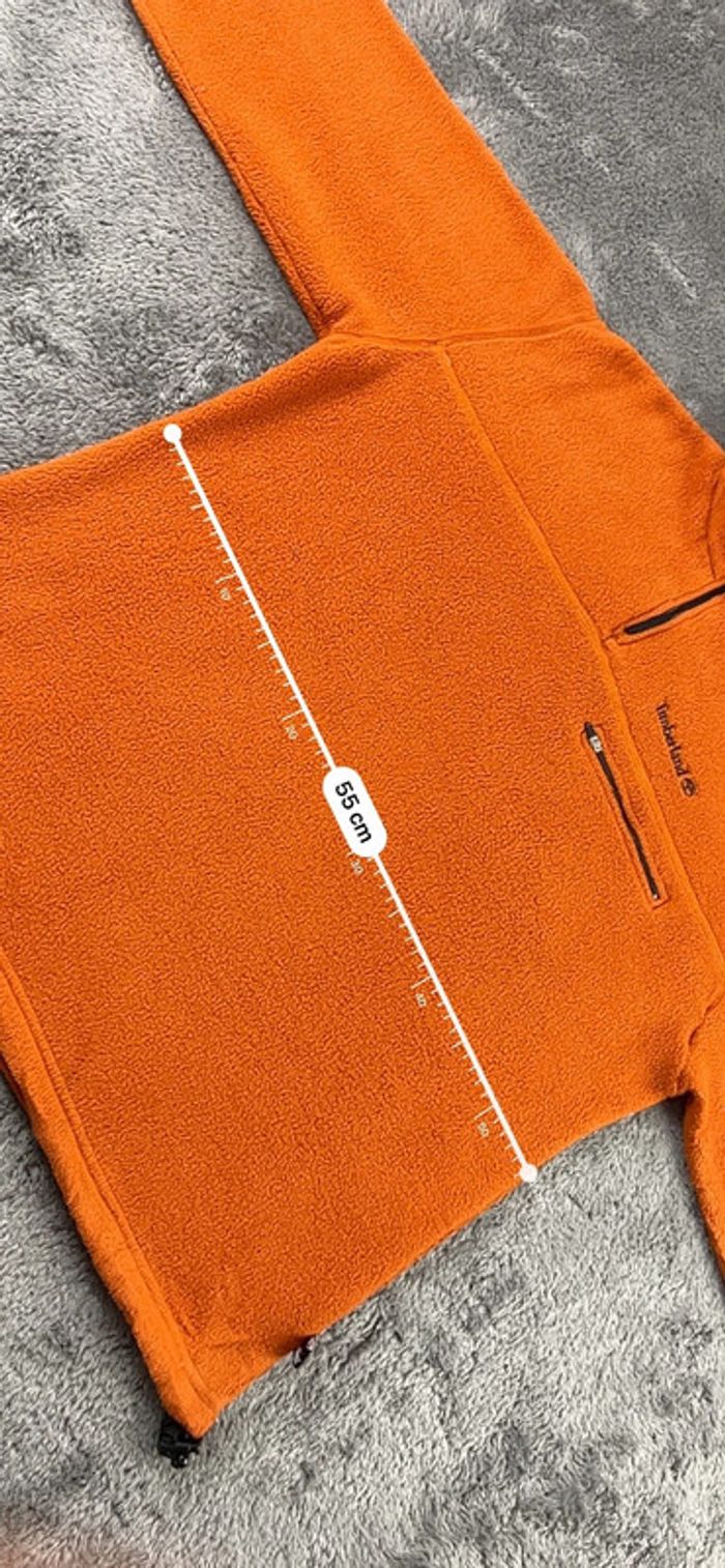 Pull polaire Timberland orange avec logo brodé – Taille XS (taille grand) - photo numéro 4