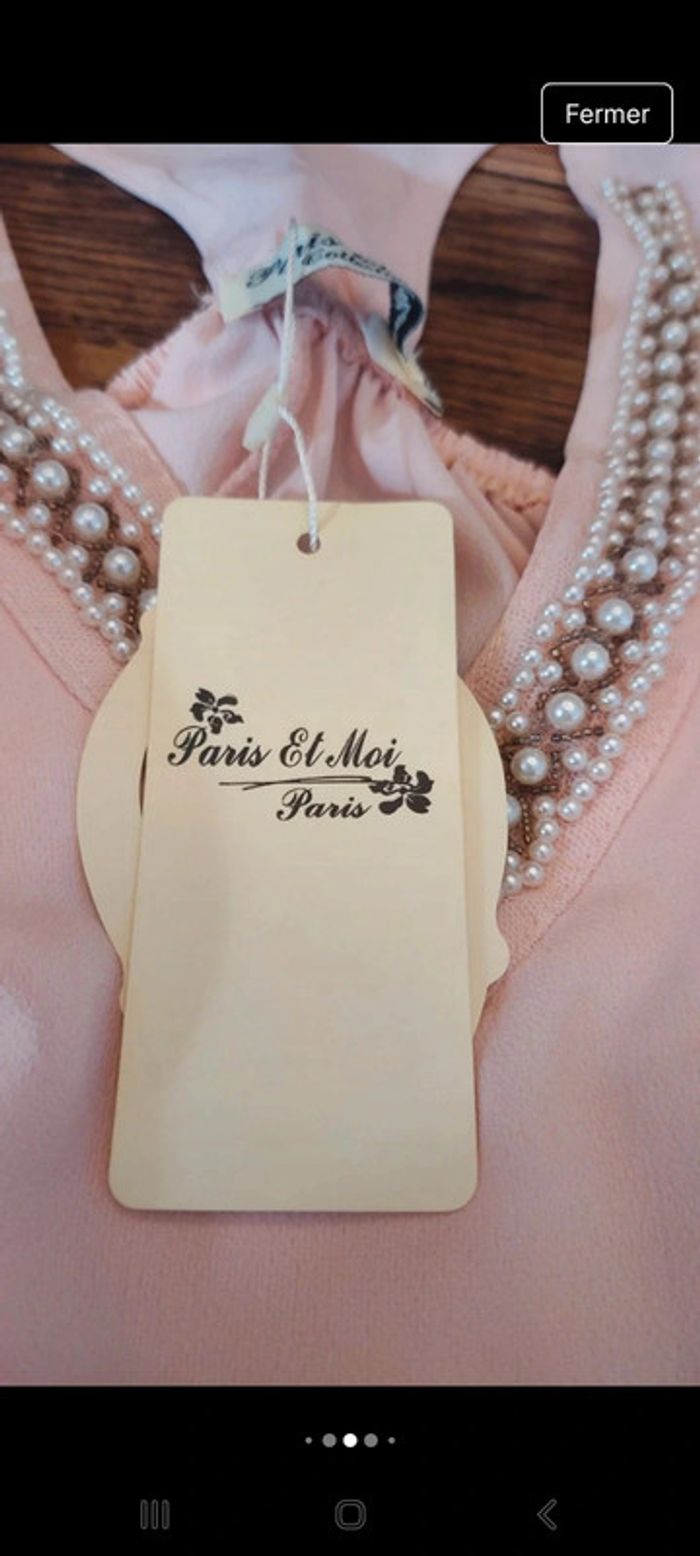 Jolie Debardeur rose Paris et Moi taille S neuf - photo numéro 9