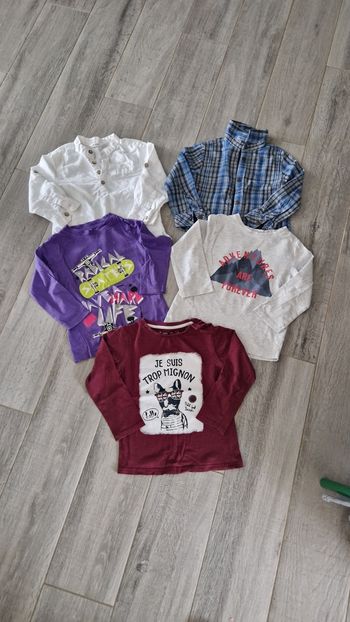 Lot de 3 tee shirt manche longue + 2 chemises taille 4 ans