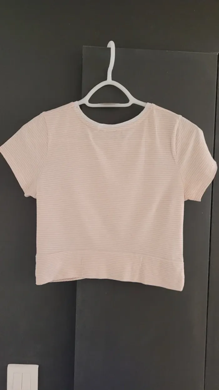 Crop top t-shirt court manches courtes col rond 50% coton - photo numéro 2