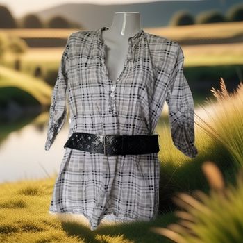 Jolie blouse style vichy col ouvert boutons