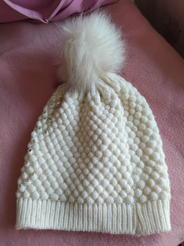 Bonnet  strass creme - photo numéro 3
