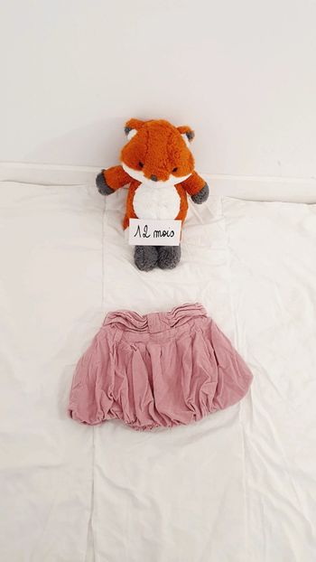 Jupe en velours vieux rose bébé fille 12 mois