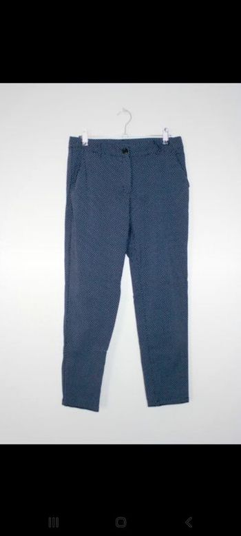 Pantalon 7/8ème bleu marine à pois taille L