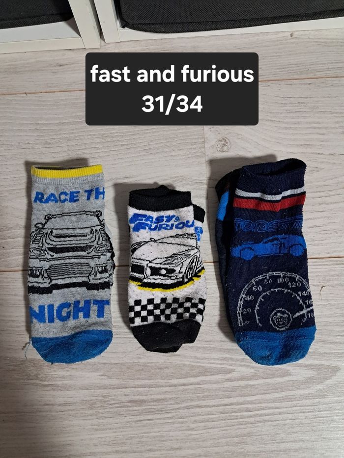 Lot 3 paires de chaussettes 31/34 fast and furious