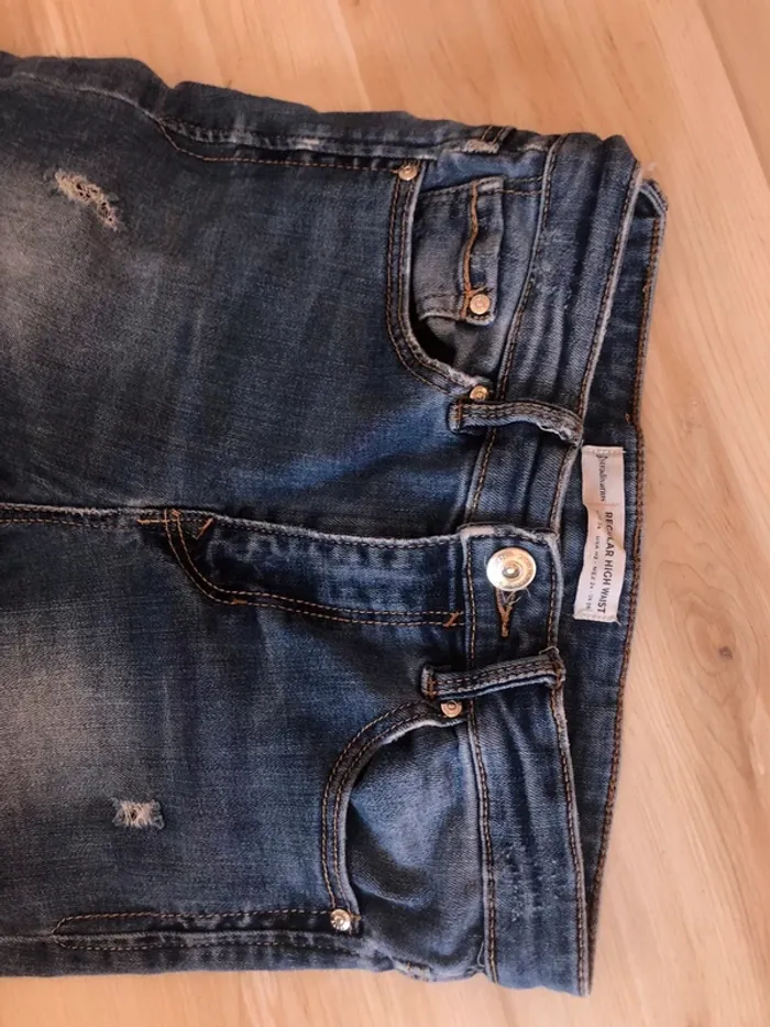 jean taille haute skinny stradivarius bleu - photo numéro 5