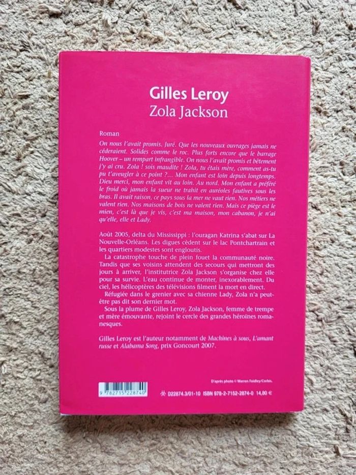 Livre Zola Jackson de Gilles Leroy – Roman émouvant sur l'ouragan Katrina - photo numéro 2