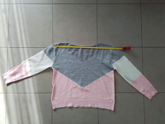 Pull femme T :42 rose et gris