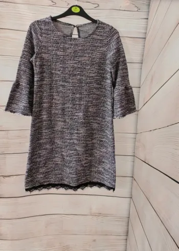 Robe droite femme M noir & blanc chiné sans marque
