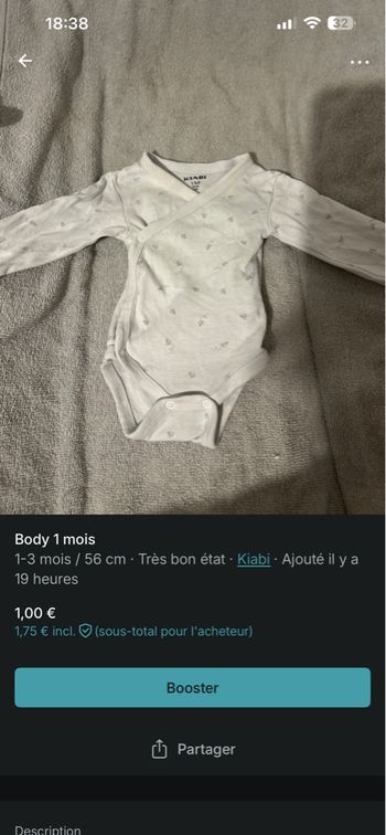 Body manche longue 1 mois 