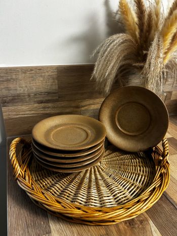 Lot de 6 soucoupes marron vintage