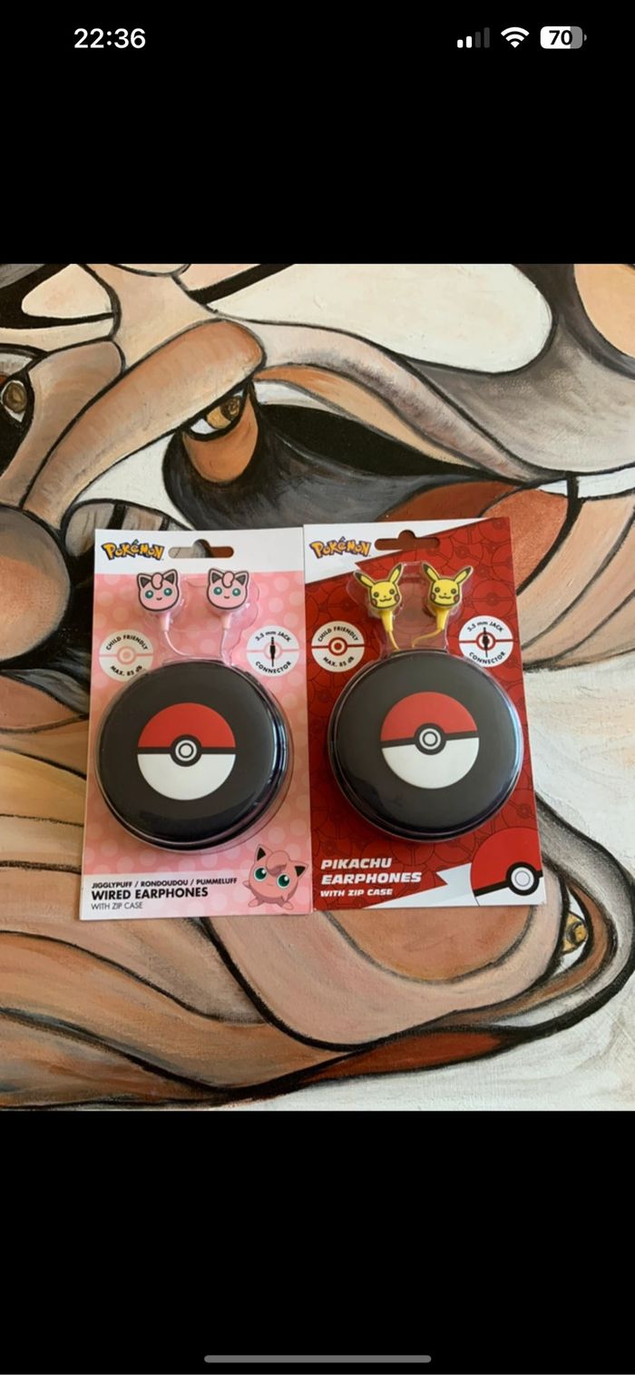 Ecouteur filaire Pokémon rondoudou et Pikachu