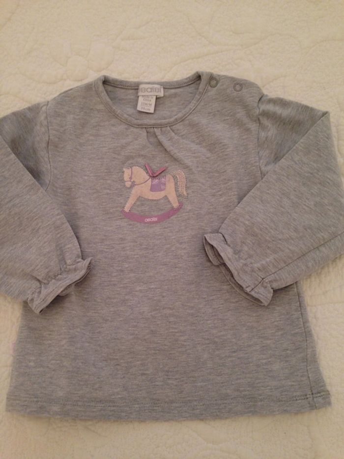 Tee-shirt manches longues Gris 12 Mois