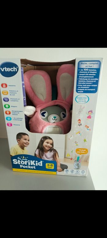 Storikid pocket gris, Conteur d'histoires interactif+ housse de protection rose