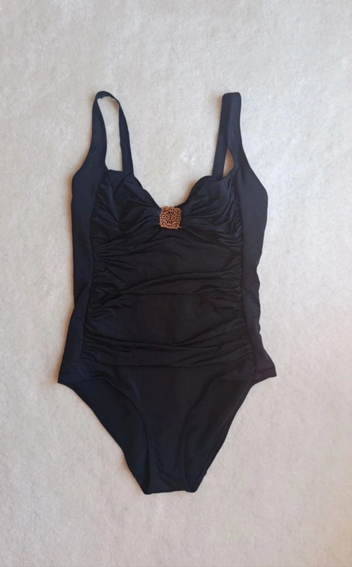 Maillot de bain noir une pièce boucle or RougeGorge 90D neuf chic classe