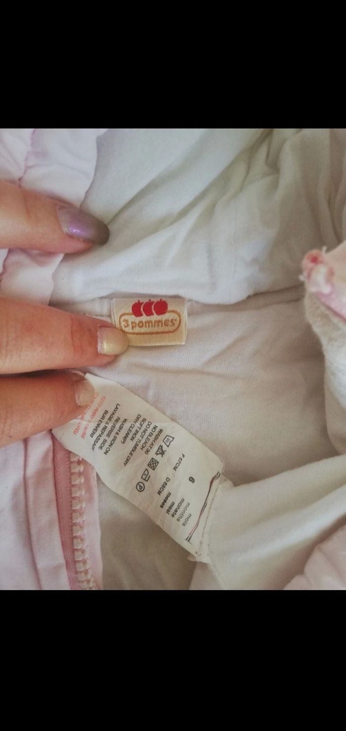 Manteau 6 mois Avec capuche rose pâle 3 pommes - photo numéro 2