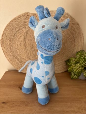 Doudou girafe pois bleu toys r us 38 cm