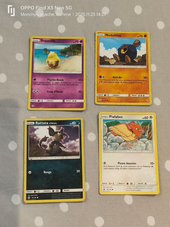 4 cartes Pokémon base 2017