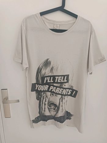 T-shirt blanc imprimé maman j'ai raté l'avion Taille L Candy for richmen En très bon état