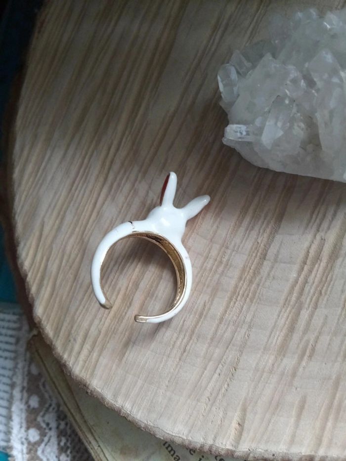 Bague émaillée lapin blanc - photo numéro 6