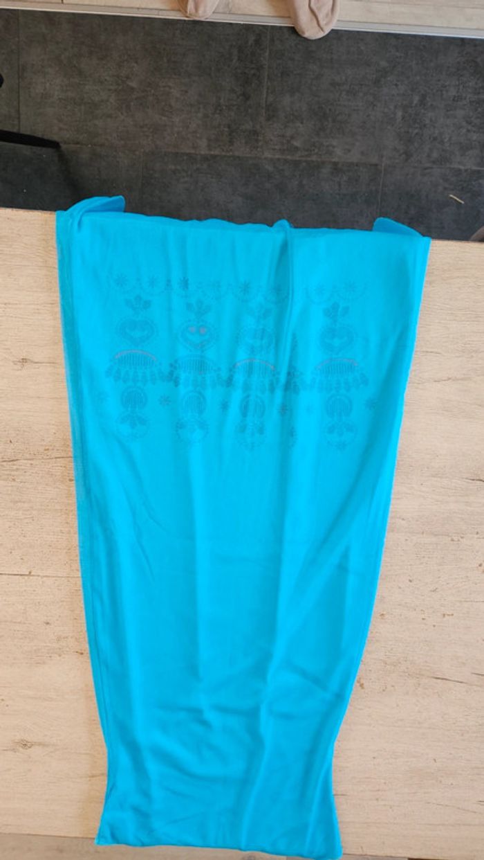 Robe longue bleu turquoise en voile doublée, made in France, TU - photo numéro 5