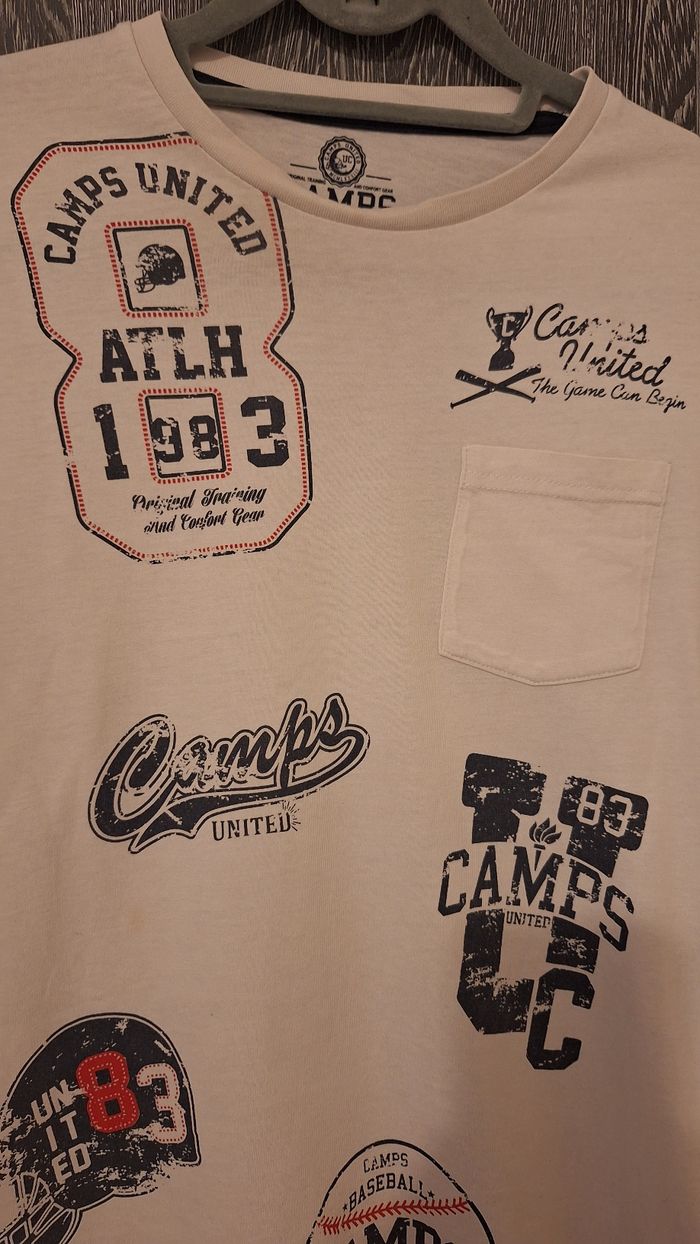 Tee-shirt manches courtes blanc imprimé motifs base-ball - photo numéro 3