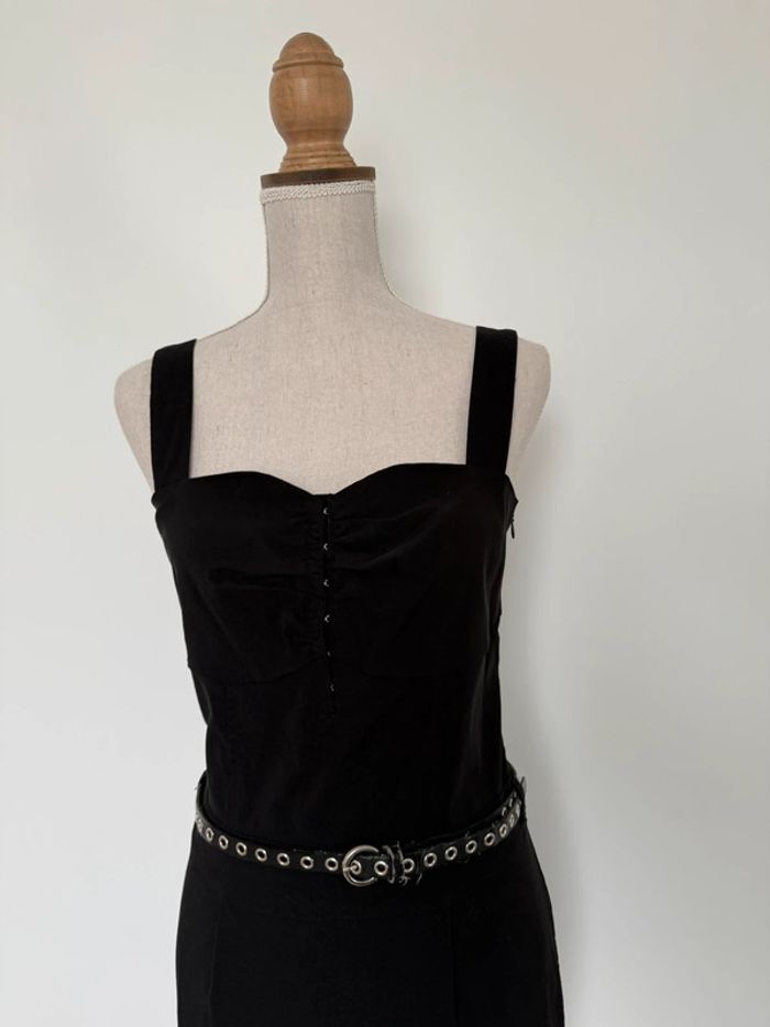 Robe tunique noir neuf Kleid dress Vestido Vestito jurk jumpsuit femme mujer donna woman bretelle - photo numéro 2