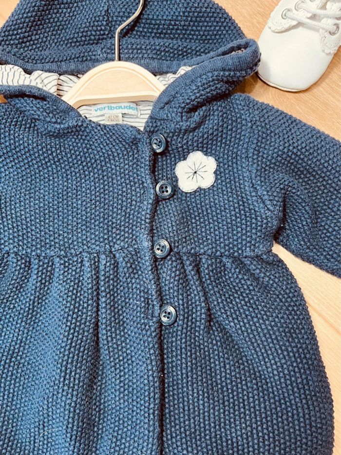 Taille 6 mois gros gilet manteau fille vertbaudet bleu marine * fleurs * 🎀 - photo numéro 2