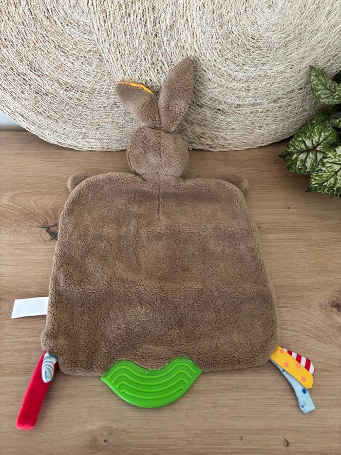 Doudou plat lapin multicolore dentition vert Little kids - photo numéro 3