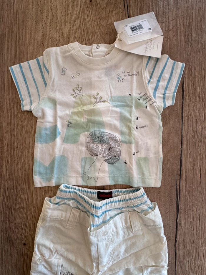 Ensemble tee-shirt + pantalon taille 1 mois catimini neuf avec étiquettes - photo numéro 2