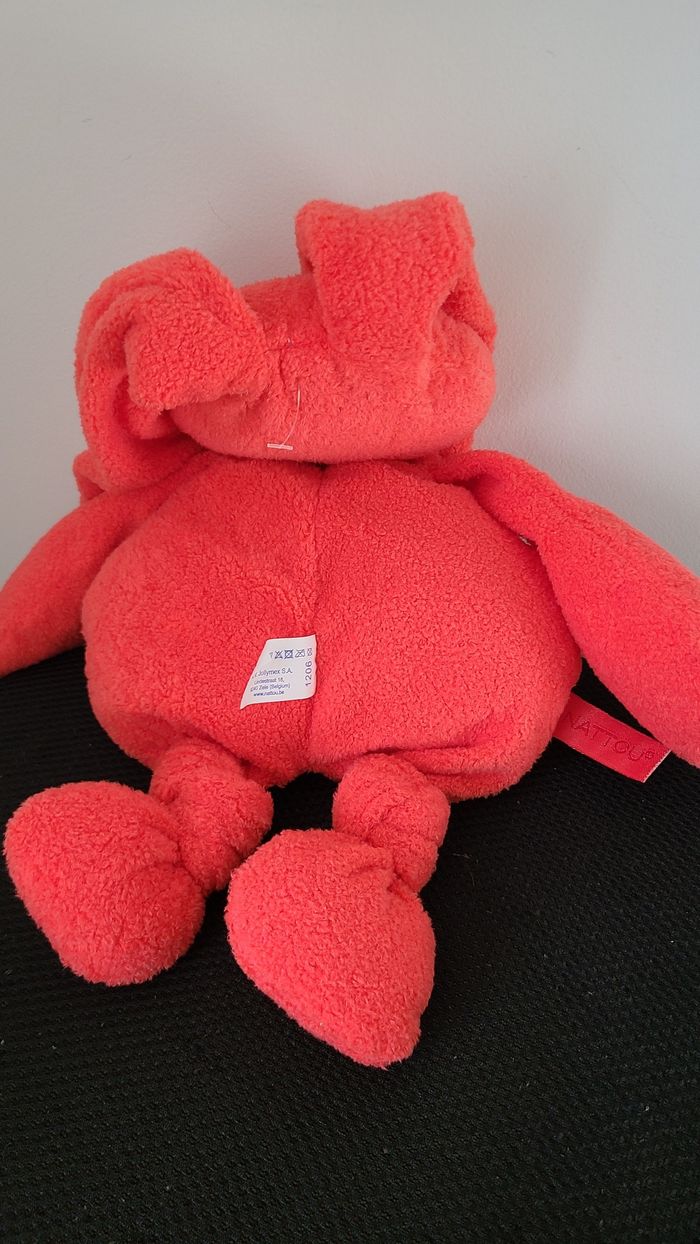 Doudou peluche lapin Lapidou rouge - photo numéro 3