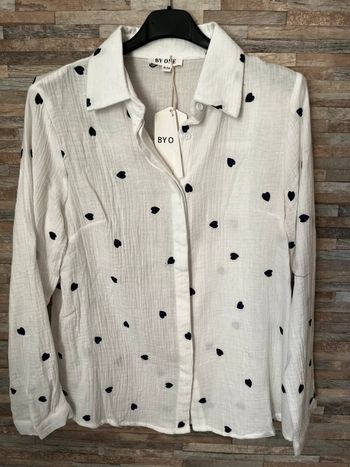 Chemise blanche gaze de coton et broderie